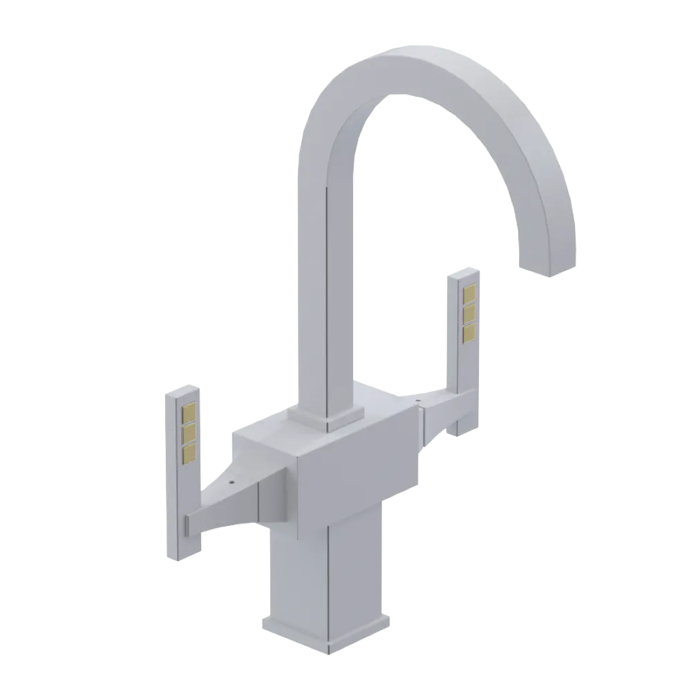 Rubinet Single Hole Dual Handle Lav. Set. (less drain) White