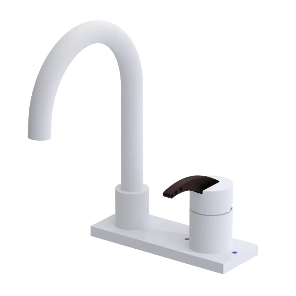 Rubinet 4" Centre Single Control Lav. Set. (less drain) Matt White