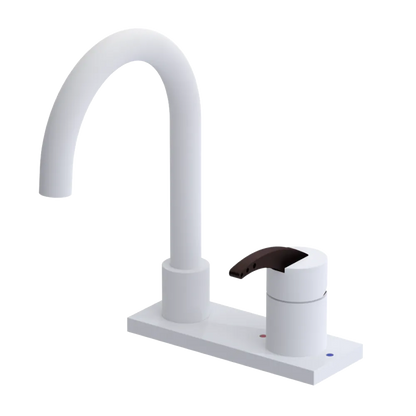 Rubinet 4" Centre Single Control Lav. Set. (less drain) Matt White