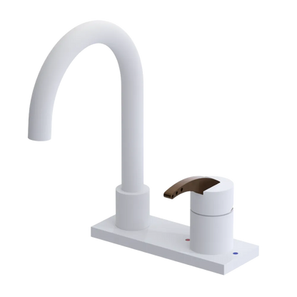 Rubinet 4" Centre Single Control Lav. Set. (less drain) Matt White