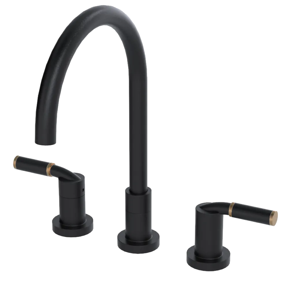 Rubinet Widespread Kitchen Set Matt Black
