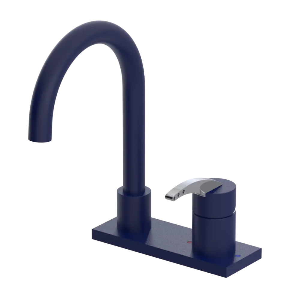 Rubinet 4" Centre Single Control Lav. Set. (less drain) Midnight Blue