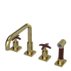 Rubinet Widespread Kitchen Set with Genesis Spout with Hand Spray Natural Brass