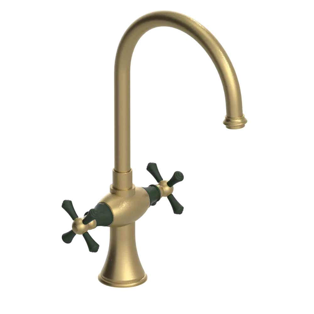 Rubinet Two Handle Single Hole Kitchen Set Satin Brass