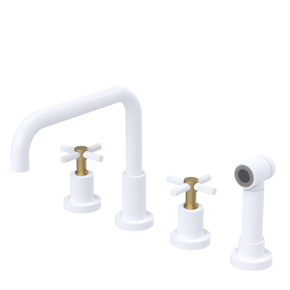 Rubinet Widespread Kitchen Set with Hand Spray White