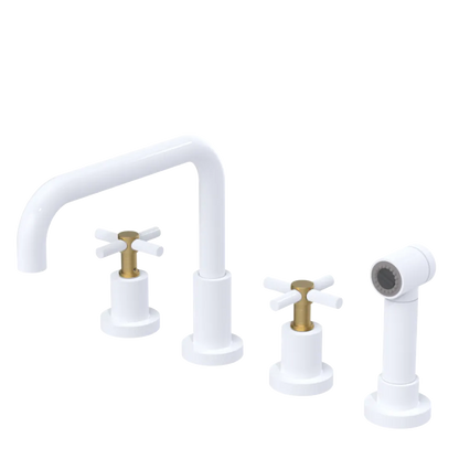 Rubinet Widespread Kitchen Set with Hand Spray White