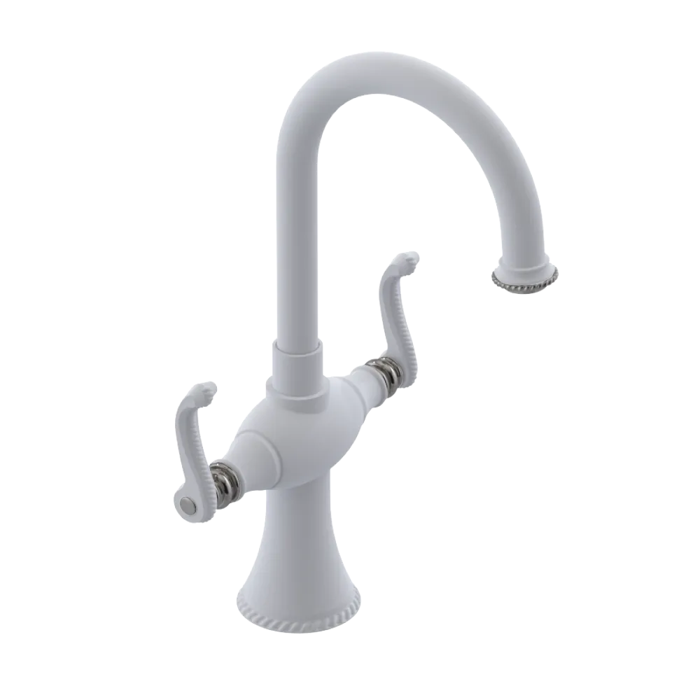 Rubinet Single Hole Dual Handle Lav. Set. (less drain) Matt White