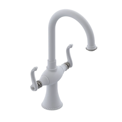 Rubinet Single Hole Dual Handle Lav. Set. (less drain) Matt White