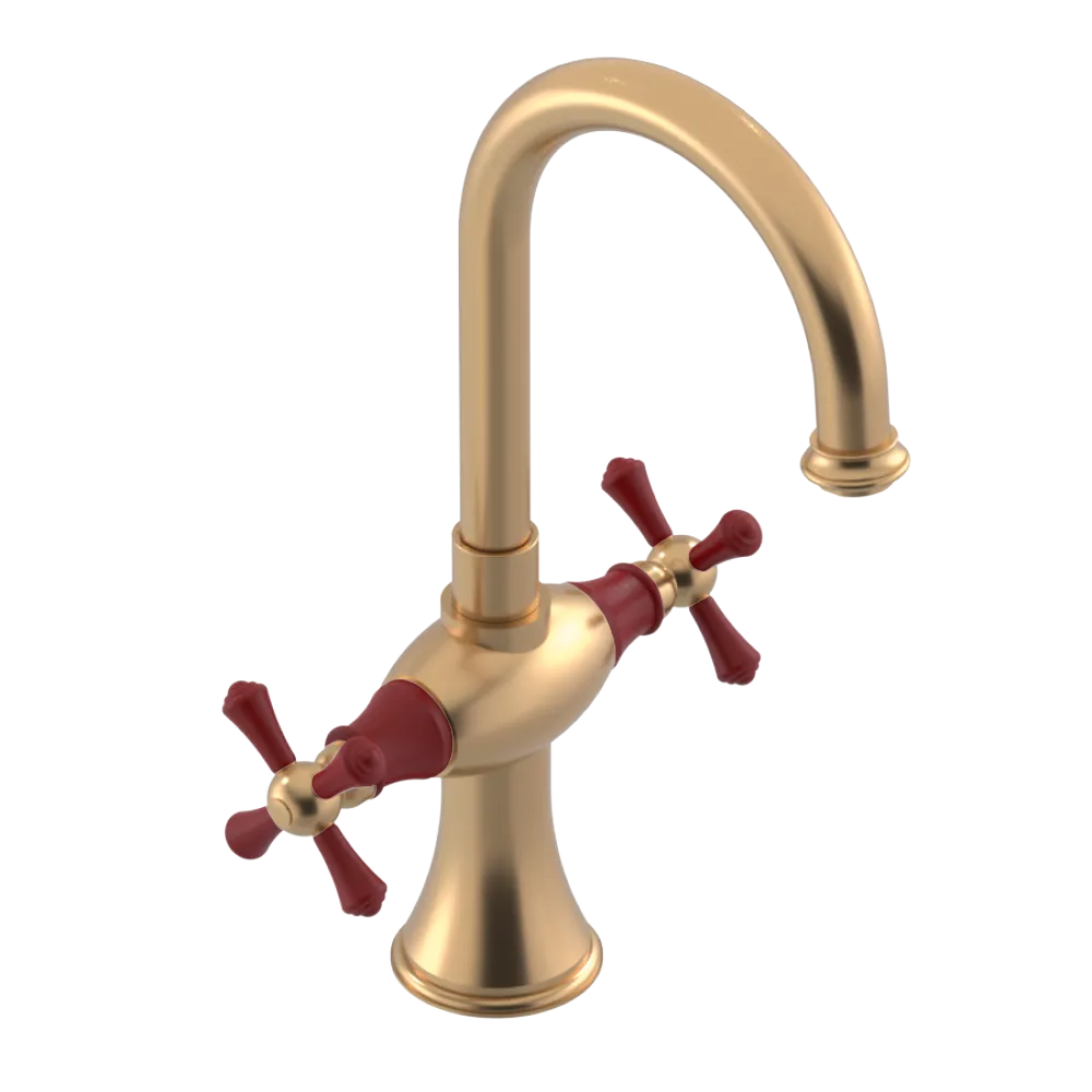 Rubinet Single Hole Dual Handle Lav. Set. (less drain) Satin Gold