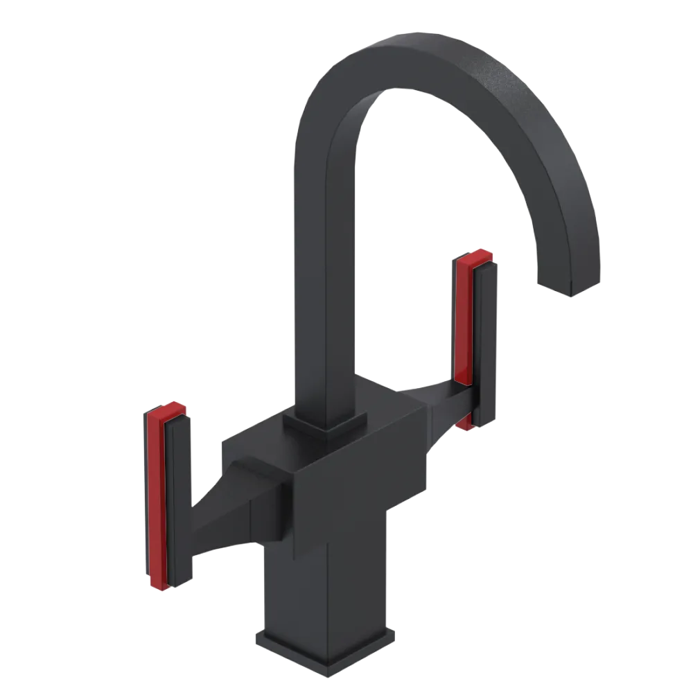 Rubinet Single Hole Dual Handle Lav. Set. (less drain) Matt Black