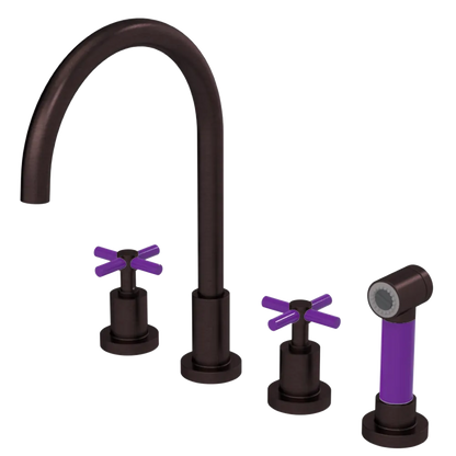 Rubinet Widespread Kitchen Set with LaSalle Spout with Hand Spray Oil Rubbed Bronze