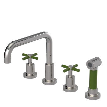 Rubinet Widespread Kitchen Set with Hand Spray Polished Nickel
