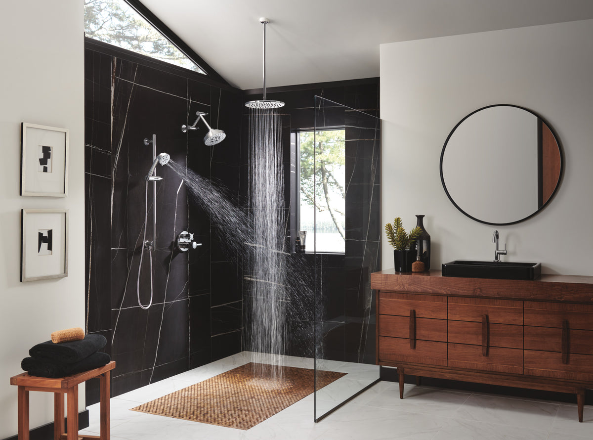 Essential Shower Series 24" Ceiling Mount Shower Arm And Round Flange lifestyle
