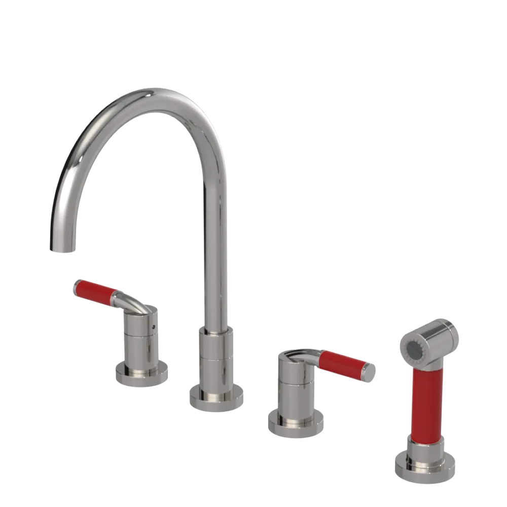 Rubinet Widespread Kitchen Set with Hand Spray Polished Nickel