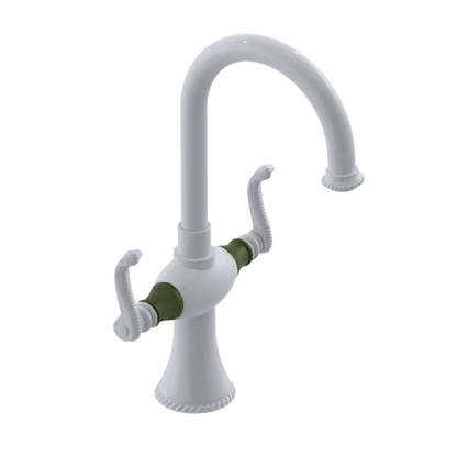 Rubinet Single Hole Dual Handle Lav. Set. (less drain) White
