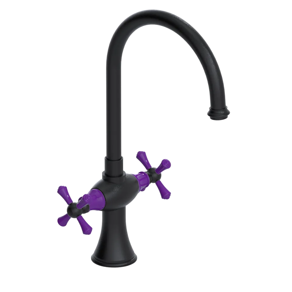 Rubinet Two Handle Single Hole Kitchen Set Matt Black