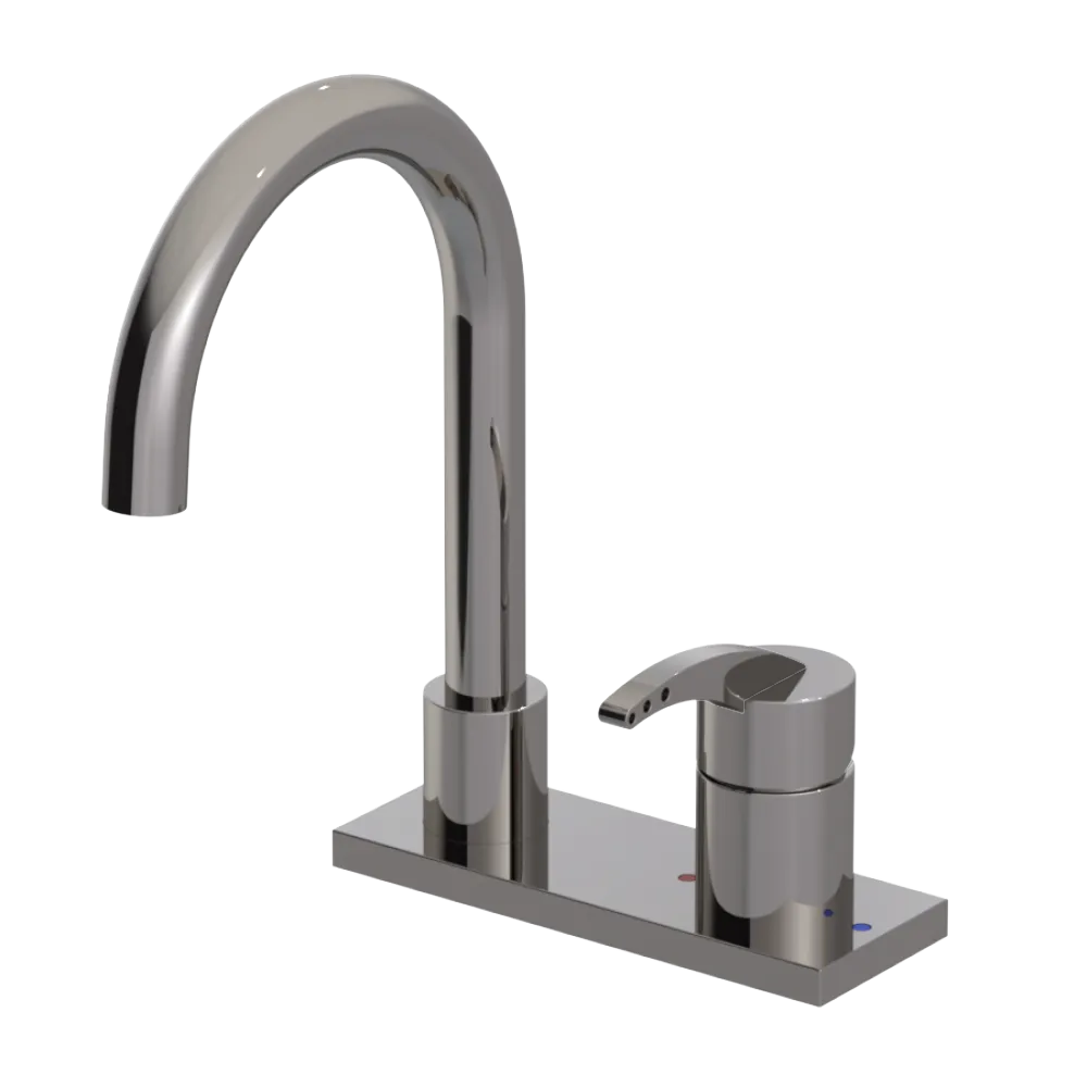Rubinet 4" Centre Single Control Lav. Set. (less drain) Polished Nickel