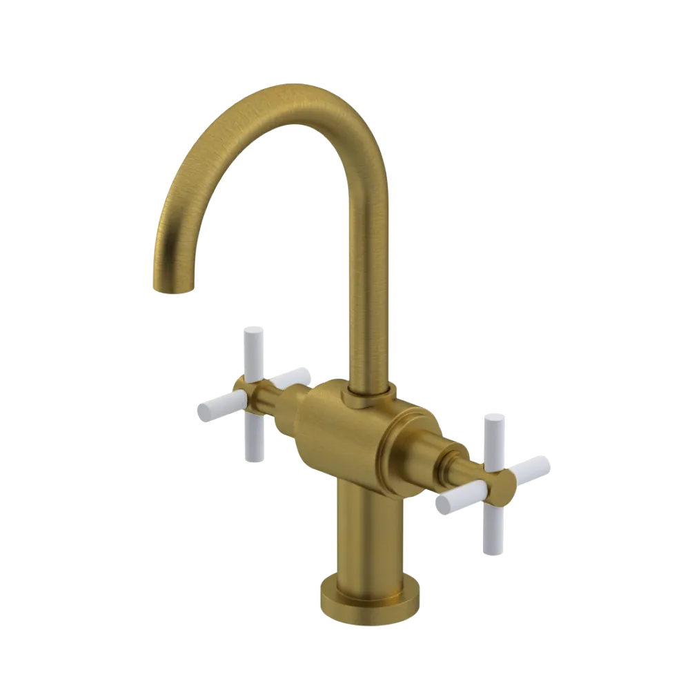 Rubinet Single Hole Dual Handle Lav. Set with LaSalle Spout (less drain) Antique Brass Matt