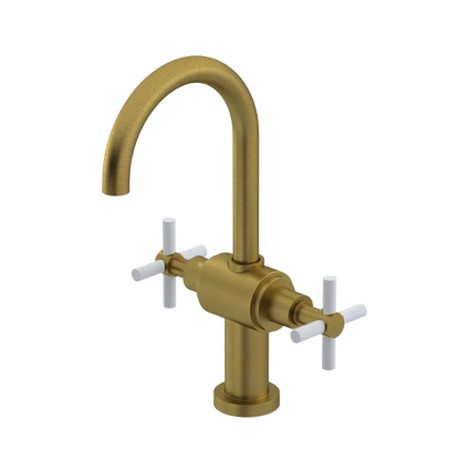 Rubinet Single Hole Dual Handle Lav. Set with LaSalle Spout (less drain) Antique Brass Matt
