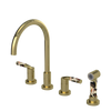 Rubinet Widespread Kitchen Set with Hand Spray Natural Brass