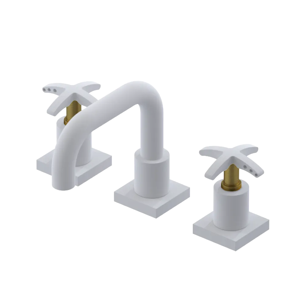 Rubinet Widespread Lav. Set. with Genesis spout (less drain) Matt White