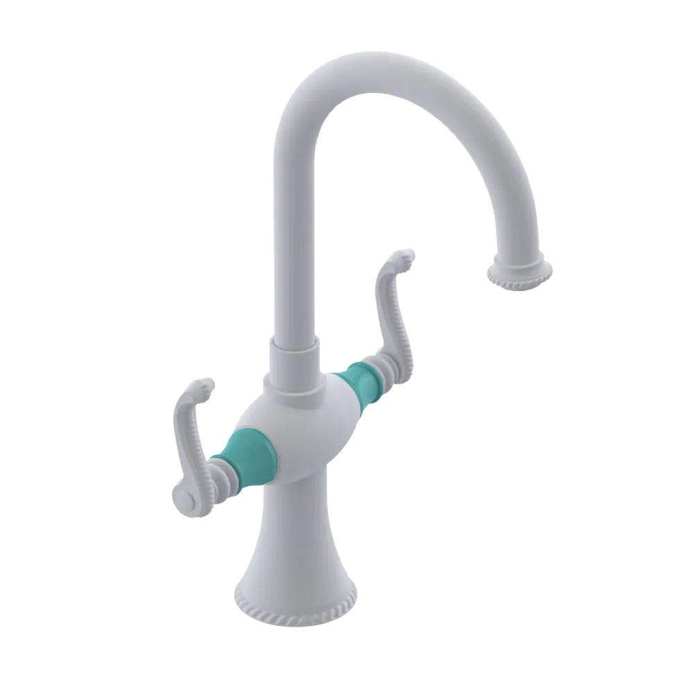 Rubinet Single Hole Dual Handle Lav. Set. (less drain) Matt White