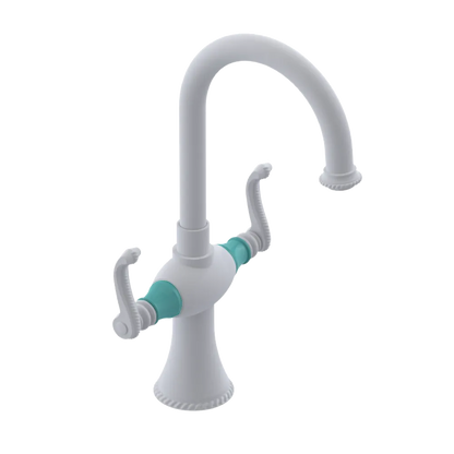 Rubinet Single Hole Dual Handle Lav. Set. (less drain) Matt White