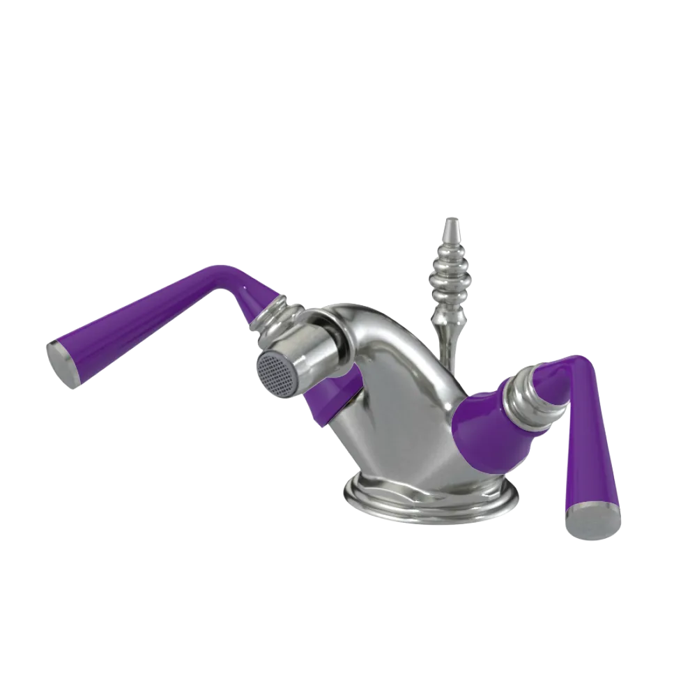 Rubinet Single Hole Dual Handle Bidet Fitting (Less Drain) Satin Nickel