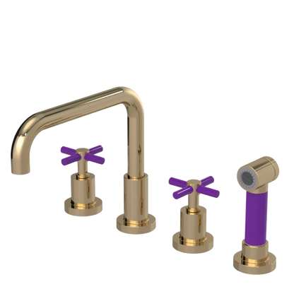 Rubinet Widespread Kitchen Set with Hand Spray Gold