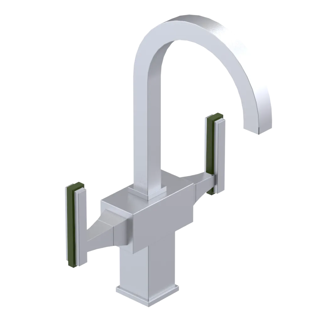 Rubinet Single Hole Dual Handle Lav. Set. (less drain) Satin Chrome