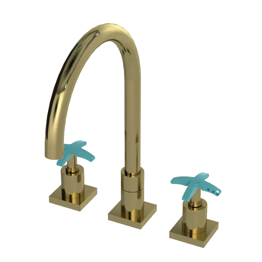 Rubinet Widespread Kitchen Set Natural Brass