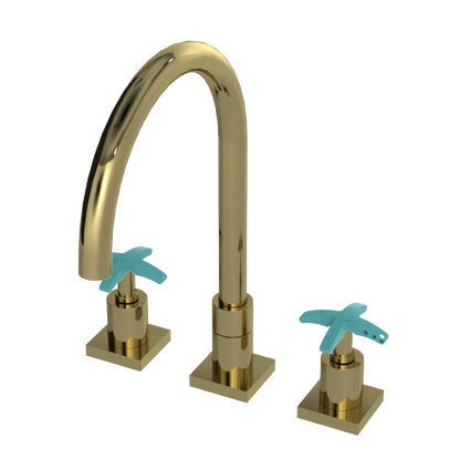 Rubinet Widespread Kitchen Set Natural Brass