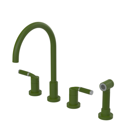 Rubinet Widespread Kitchen Set with Hand Spray Green Envy