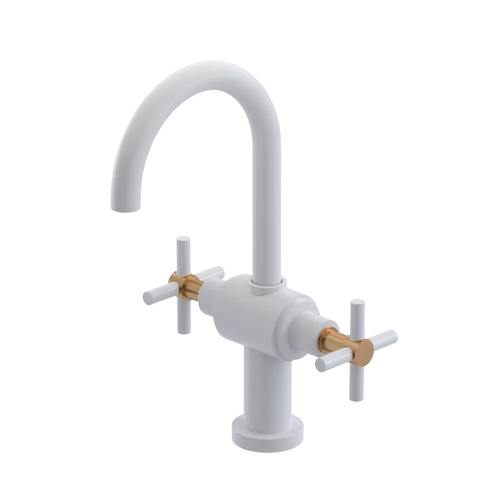 Rubinet Single Hole Dual Handle Lav. Set with LaSalle Spout (less drain) White