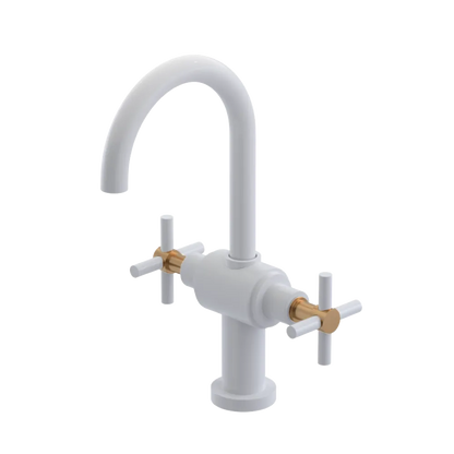 Rubinet Single Hole Dual Handle Lav. Set with LaSalle Spout (less drain) White