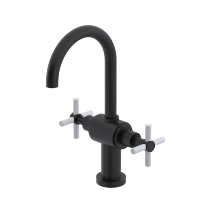 Rubinet Single Hole Dual Handle Lav. Set with LaSalle Spout (less drain) Matt Black