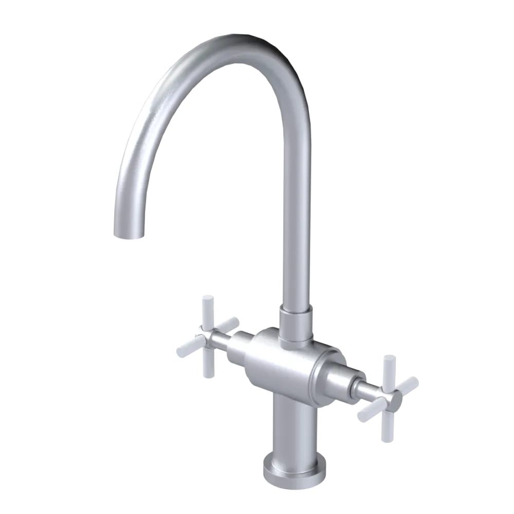 Rubinet Two Handle Single Hole Kitchen Set with LaSalle Spout Satin Chrome