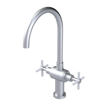 Rubinet Two Handle Single Hole Kitchen Set with LaSalle Spout Satin Chrome