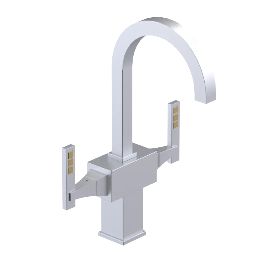 Rubinet Single Hole Dual Handle Lav. Set. (less drain) Satin Chrome