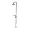 Rubinet Pressure Balance Outdoor Shower with Foot Rinse & 10" Shower Head (with shelf) - 304 Stainless Steel Polished Nickel