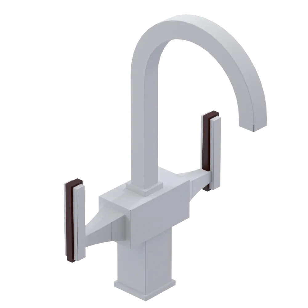 Rubinet Single Hole Dual Handle Lav. Set. (less drain) Matt White