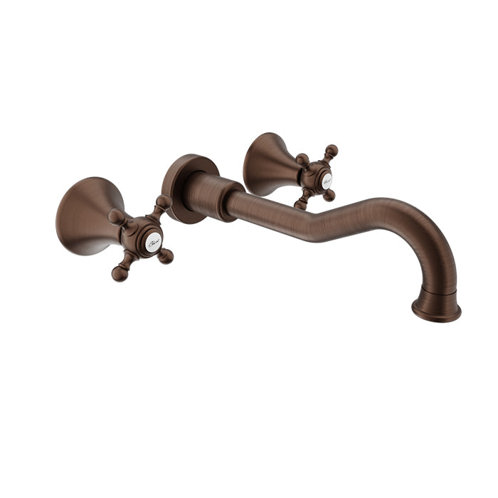 Baril Two handles wall-mounted lavatory faucet, drain not included