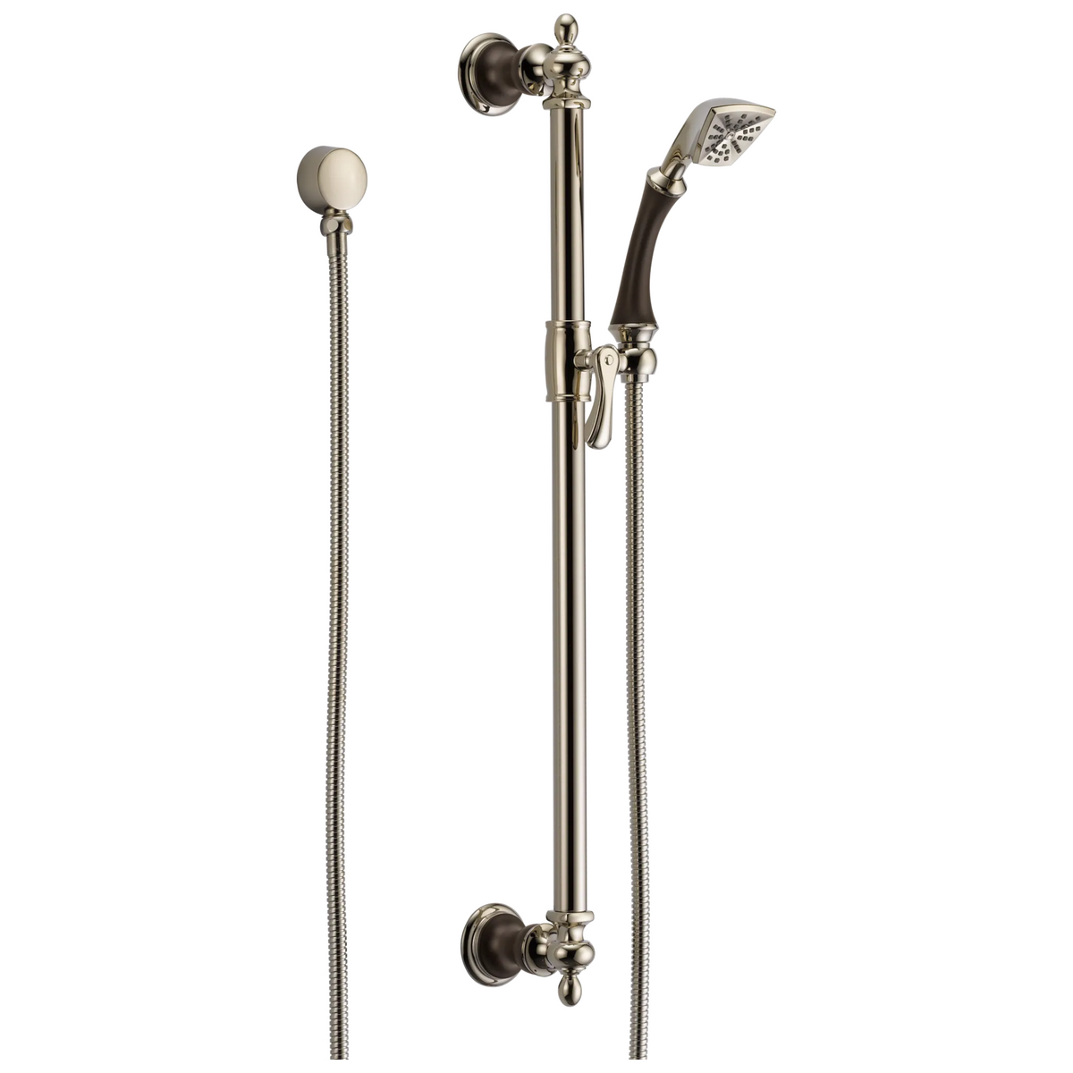 Charlotte Single-Function Slide Bar Hand Shower - Cocoa Bronze / Polished Nickel