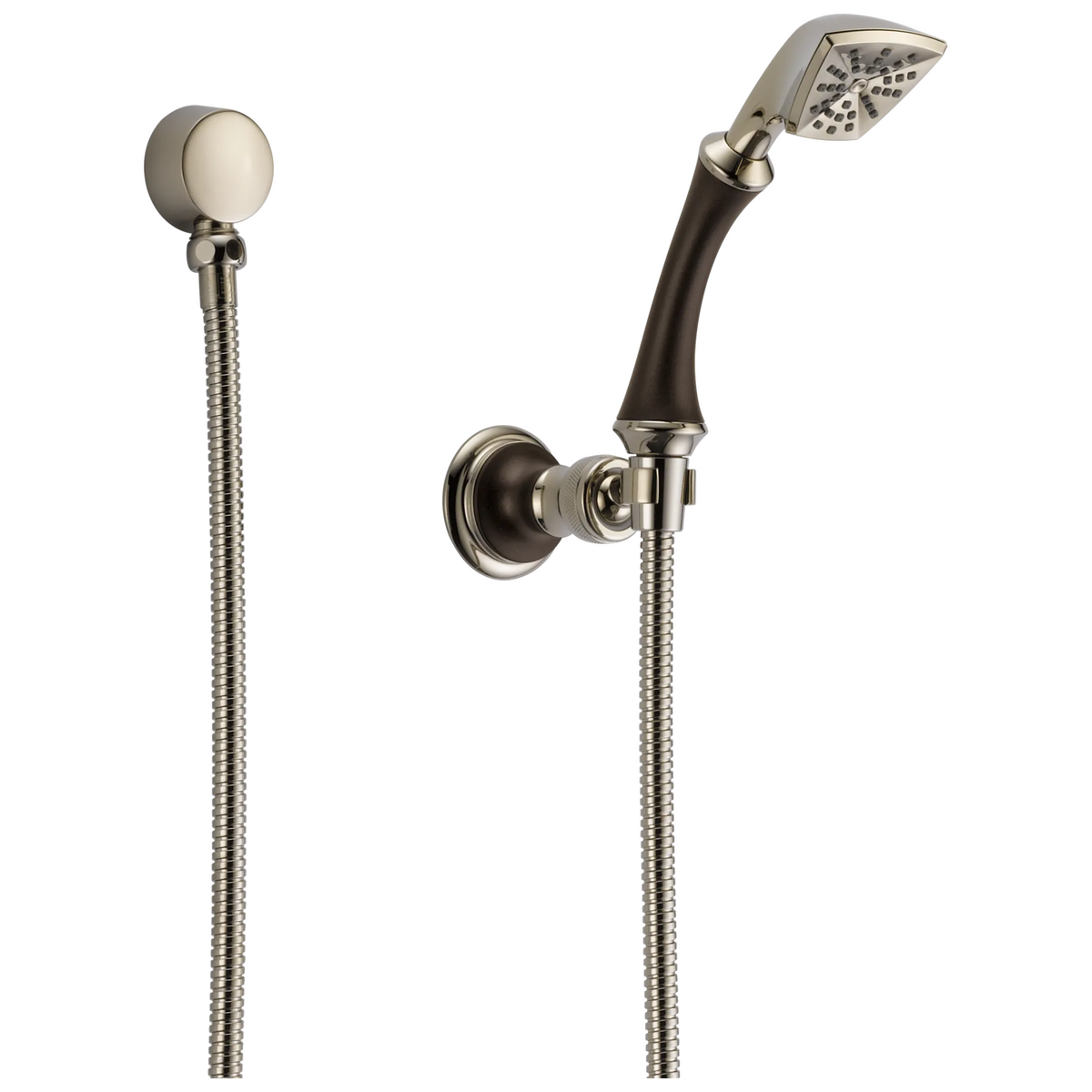 Charlotte Single-Function Wall Mount Hand Shower - Cocoa Bronze / Polished Nickel