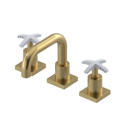 Rubinet Widespread Lav. Set. with Genesis spout (less drain) Satin Brass