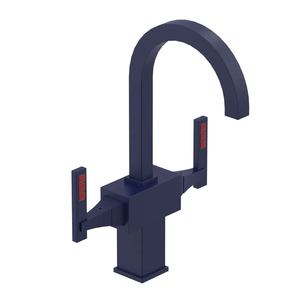 Rubinet Single Hole Dual Handle Lav. Set. (less drain) Midnight Blue