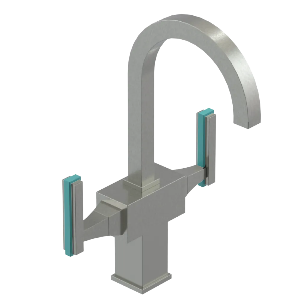 Rubinet Single Hole Dual Handle Lav. Set. (less drain) Satin Nickel