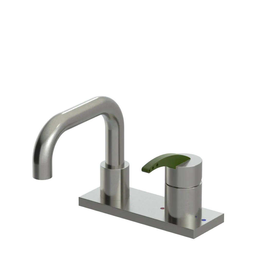 Rubinet 4" Centre Single Control Lav. Set. with Genesis spout (less drain) Satin Nickel