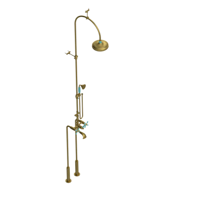 Rubinet Floor Mount Tub & Shower with hand held shower Antique Brass Matt