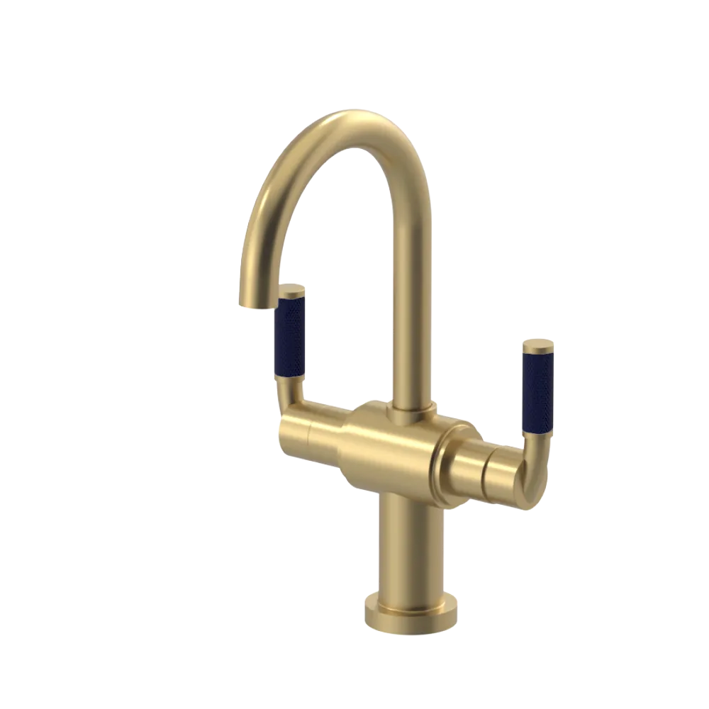 Rubinet Single Hole Dual Handle Lav. Set. (less drain) Satin Brass